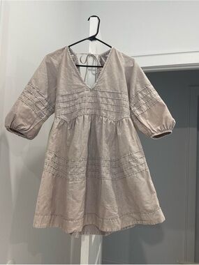 Free People Taupe Tiered V-Neck Mini Dress